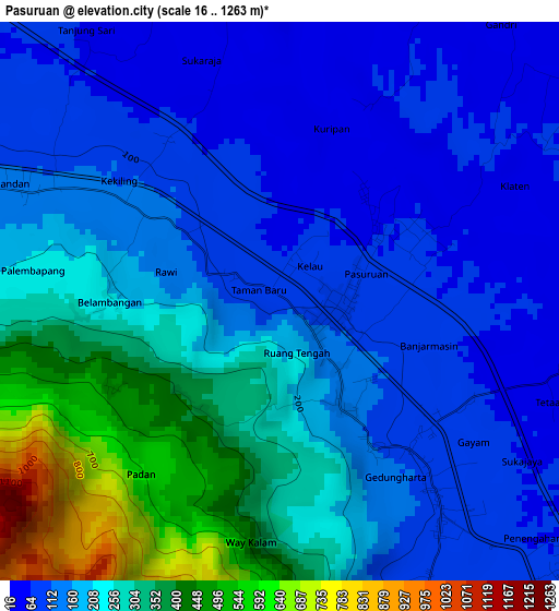 Pasuruan elevation map