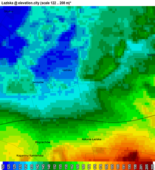 Łaziska elevation map