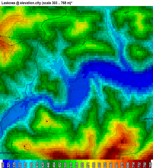 Laskowa elevation map