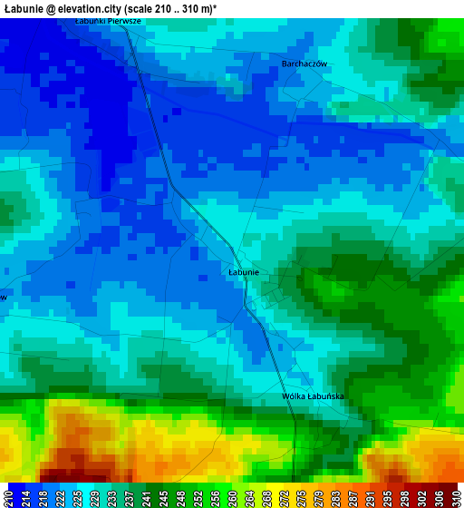 Łabunie elevation map