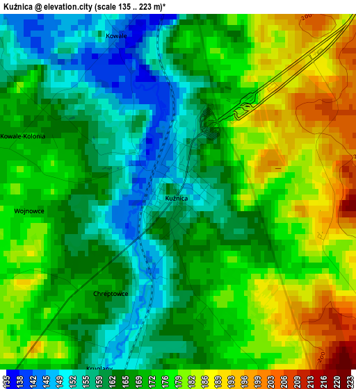 Kuźnica elevation map