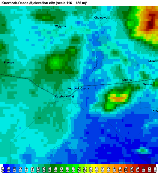 Kuczbork-Osada elevation map