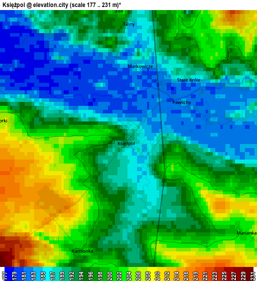 Księżpol elevation map