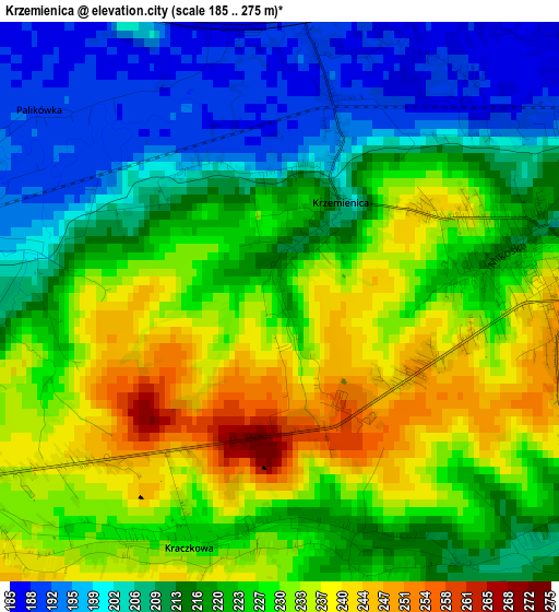 Krzemienica elevation map