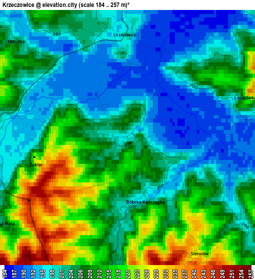 Krzeczowice elevation map