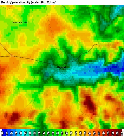 Krynki elevation map