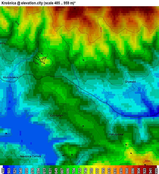 Krośnica elevation map