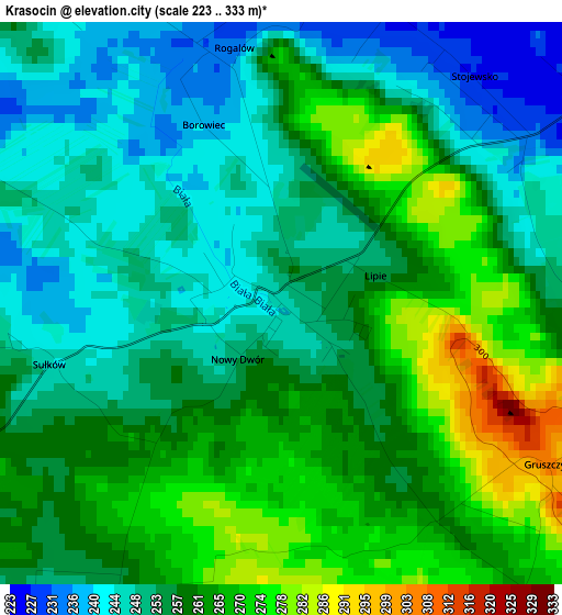 Krasocin elevation map