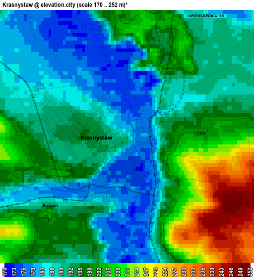 Krasnystaw elevation map