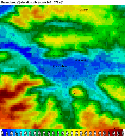 Krasnobród elevation map