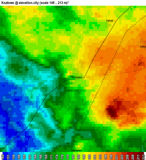 Kozłowo elevation map