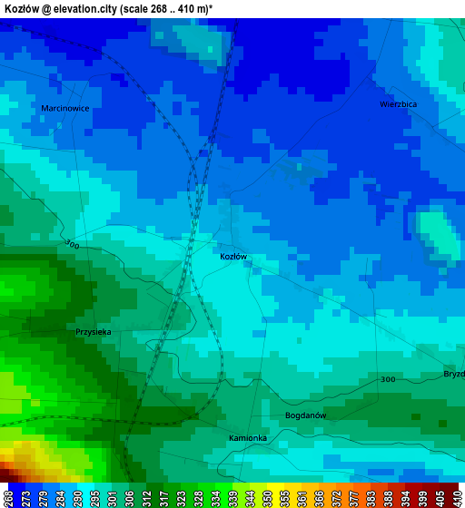 Kozłów elevation map