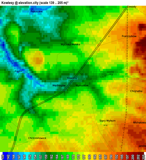 Kowiesy elevation map