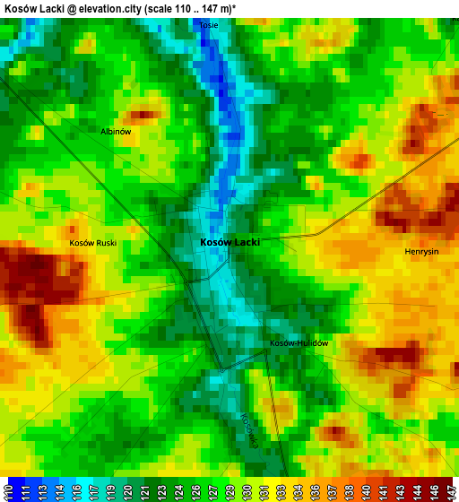 Kosów Lacki elevation map