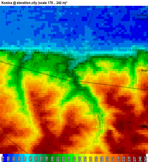 Kosina elevation map