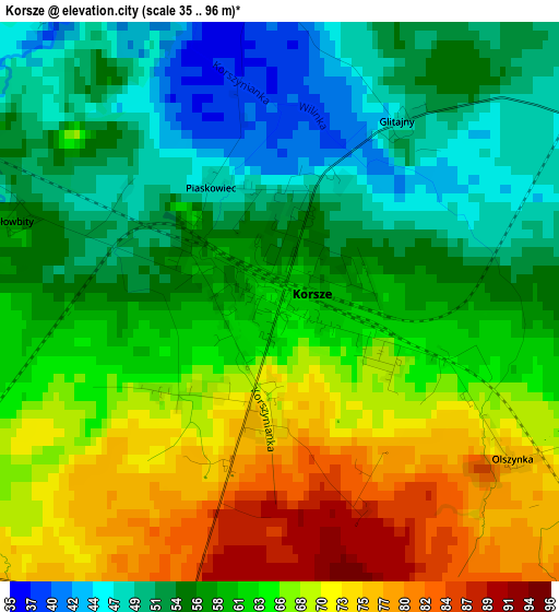 Korsze elevation map