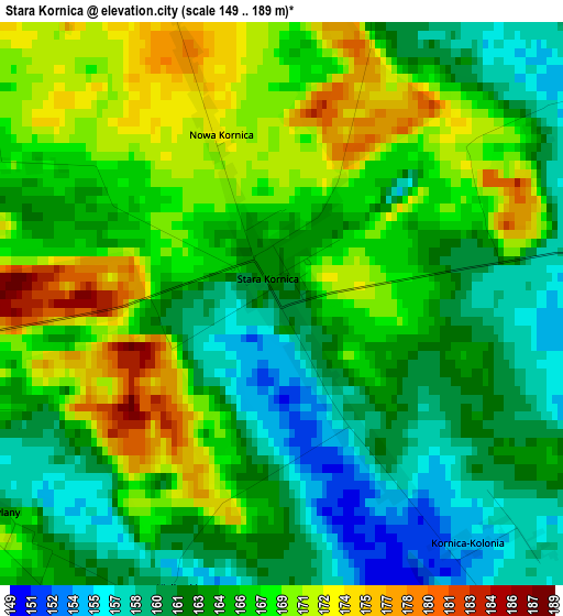 Stara Kornica elevation map