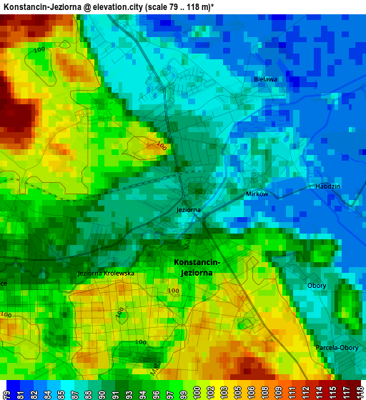 Konstancin-Jeziorna elevation map