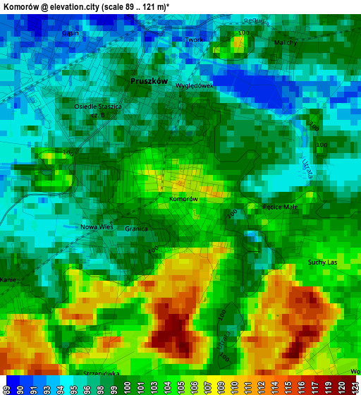 Komorów elevation map