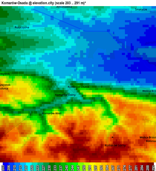 Komarów-Osada elevation map