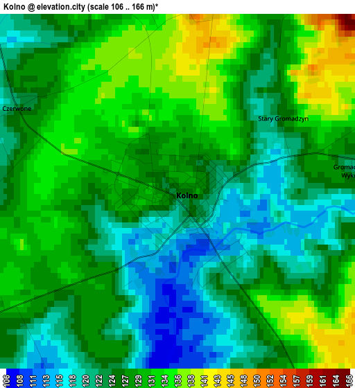 Kolno elevation map