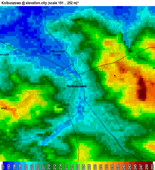 Kolbuszowa elevation map