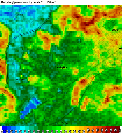 Kobyłka elevation map