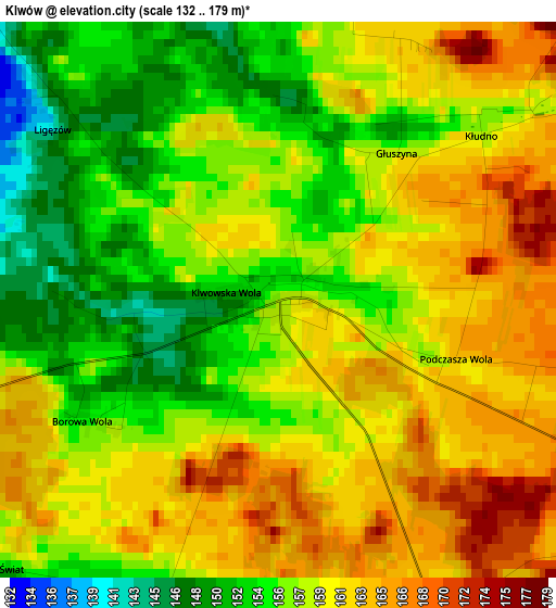 Klwów elevation map