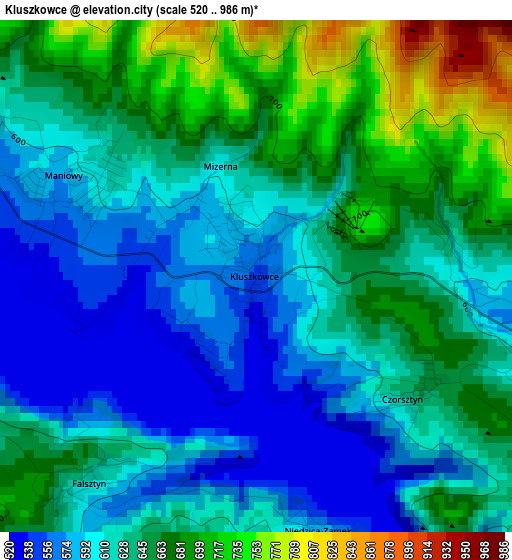 Kluszkowce elevation map