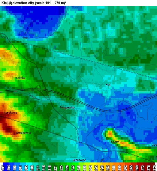 Kłaj elevation map