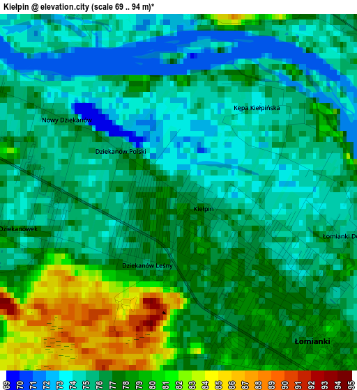 Kiełpin elevation map