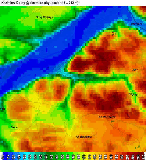 Kazimierz Dolny elevation map