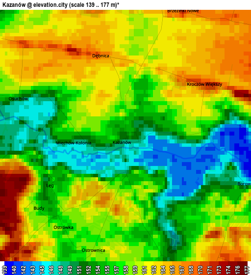 Kazanów elevation map