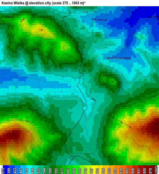 Kasina Wielka elevation map