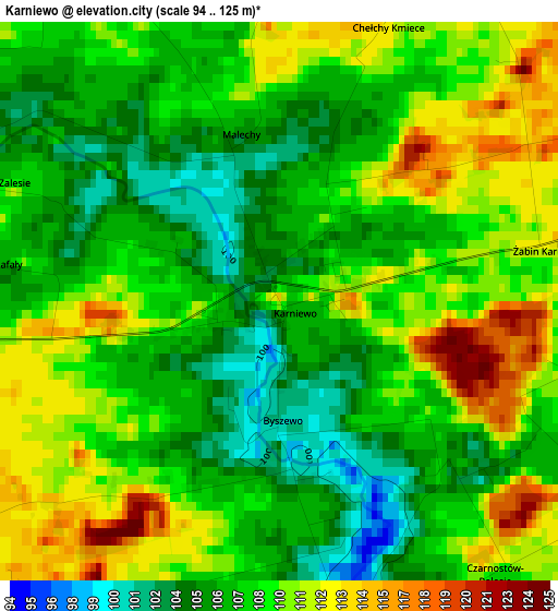 Karniewo elevation map