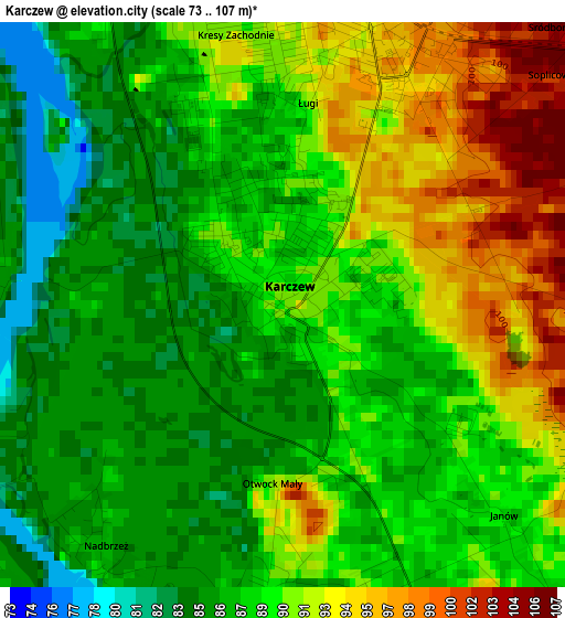 Karczew elevation map