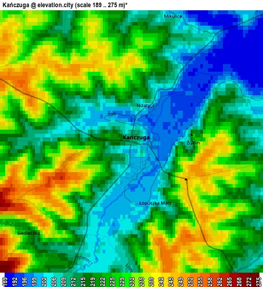 Kańczuga elevation map