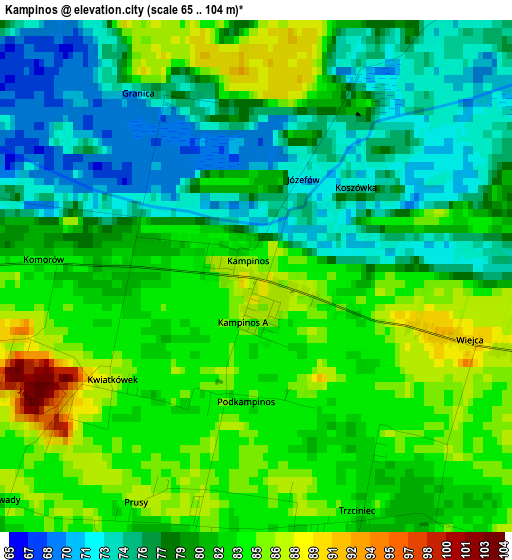 Kampinos elevation map