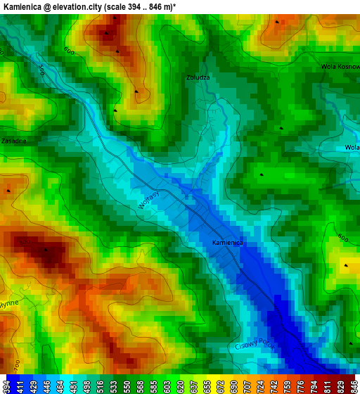 Kamienica elevation map