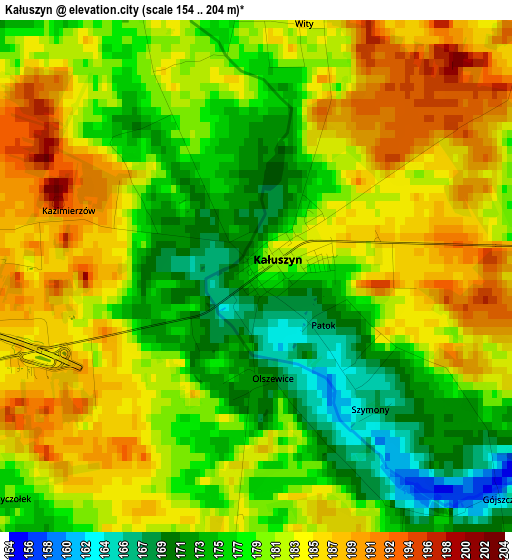 Kałuszyn elevation map