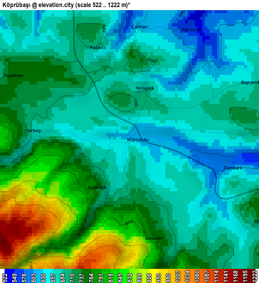 Köprübaşı elevation map