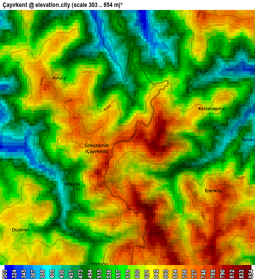 Çayırkent elevation map