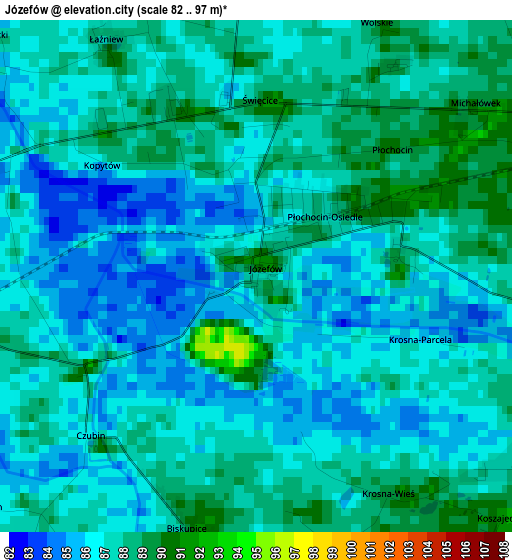 Józefów elevation map