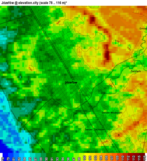 Józefów elevation map