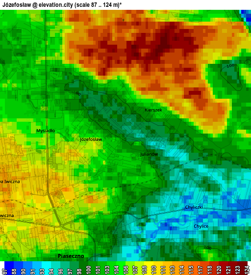 Józefosław elevation map