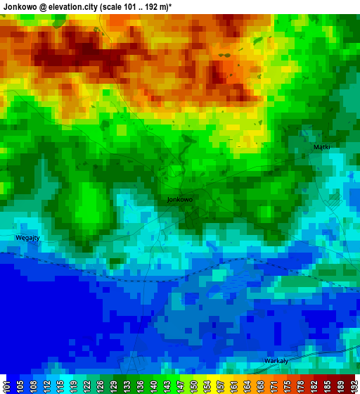 Jonkowo elevation map