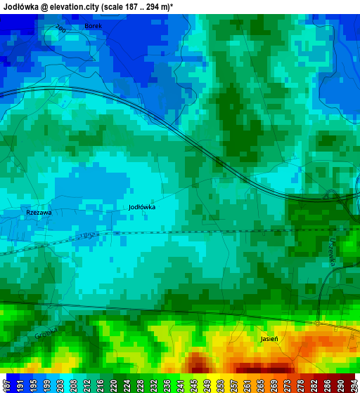 Jodłówka elevation map