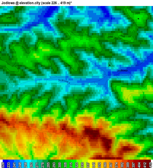 Jodłowa elevation map