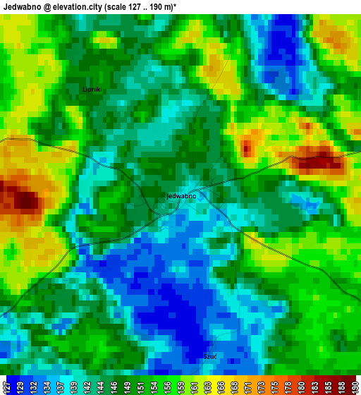 Jedwabno elevation map