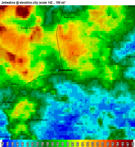 Jedwabne elevation map